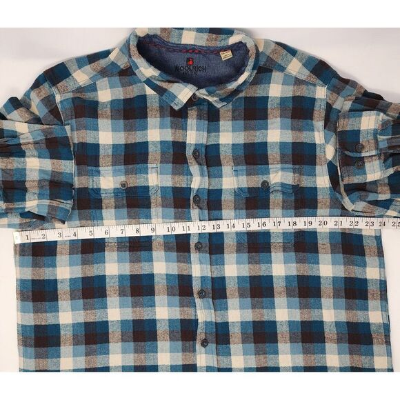 Woolrich Flannel Shirt Men's 2XL XXL Blue Plaid Long Sleeve Button Down Pockets - Picture 5 of 9
